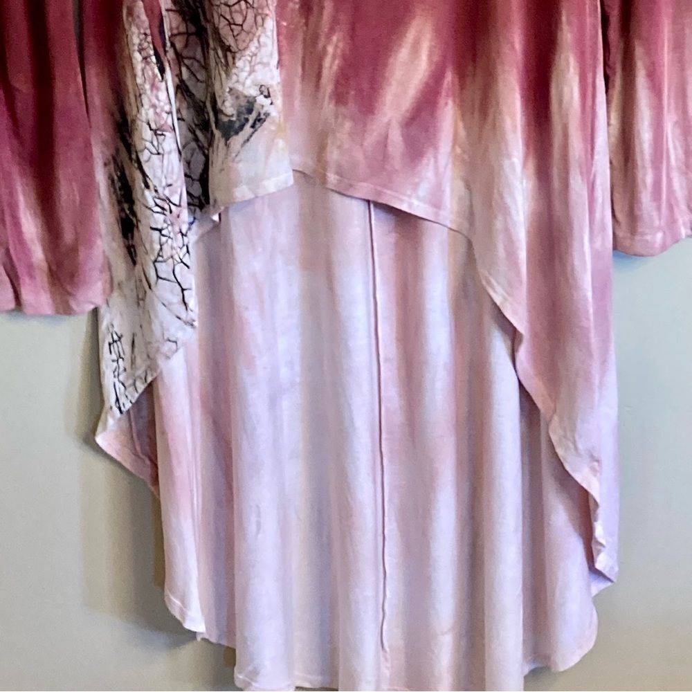Art of Cloth Tie Dye High Low Long Sleeve Tunic Blouse Maroon Red Size M - Picture 5 of 12